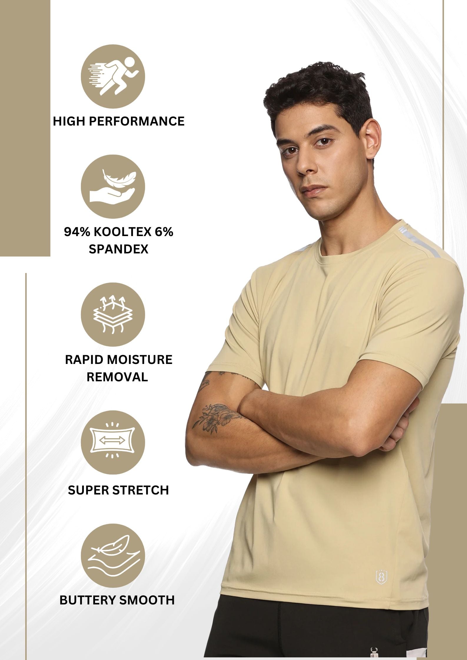 Men Solid High Performance Half Raglan Sleeve