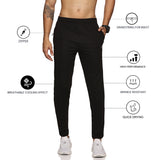 Men's Slim fit track pant with Elasticated waist with drawstring (Black)