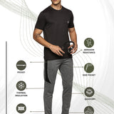 Mens Cut & Sew Track Pant with One Side Zipper Pocket and Inside Drawstring