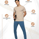 Men Round neck Organic cotton T shirt (Beige)