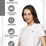 Women’s cotton-spandex short-sleeve crop top in beige – lightweight, breathable, and stylish.