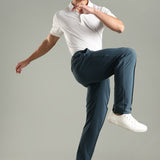 Men's Pintuck Pants with Double Button & Zipper Closure