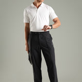 Men's Pintuck Pants with Double Button & Zipper Closure