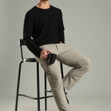 Men's Workleisure Pants with Knee Pleat & Double Button Zipper Closure