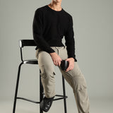 Men's Workleisure Pants with Knee Pleat & Double Button Zipper Closure