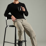 Men's Workleisure Pants with Knee Pleat & Double Button Zipper Closure