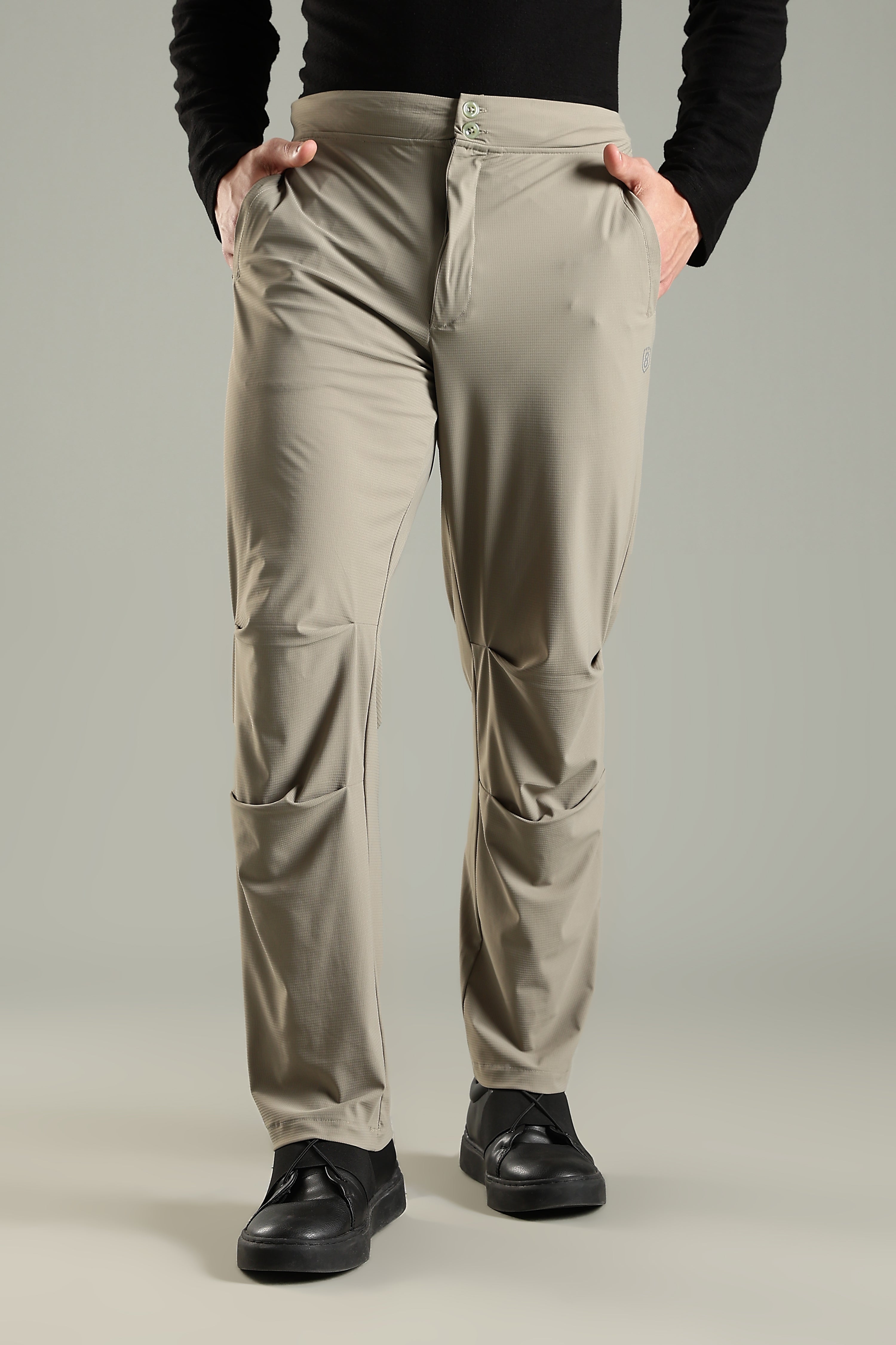 Men's Workleisure Pants with Knee Pleat & Double Button Zipper Closure