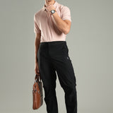 Men's Workleisure Pants with Knee Pleat & Double Button Zipper Closure