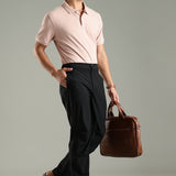 Men's Workleisure Pants with Knee Pleat & Double Button Zipper Closure