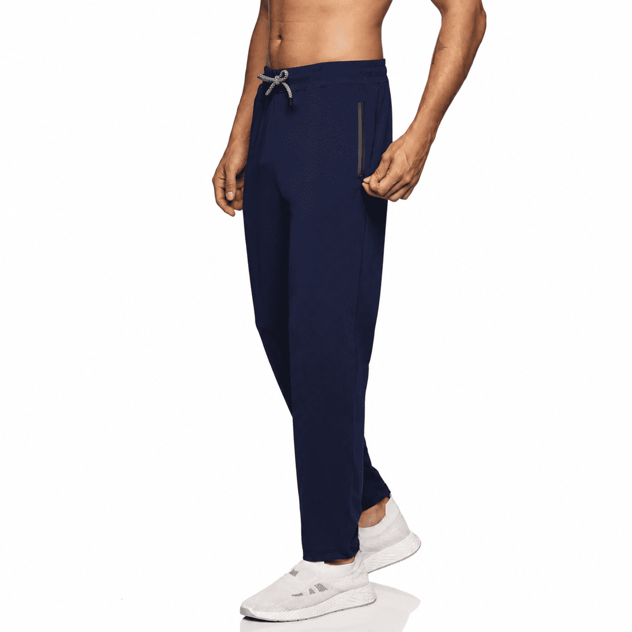 Men side pocket with Zipper closing and outside Drawstring Track Pants
