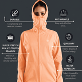 Women's Hooded Water-repellent Jacket with Thumb hole Sleeve