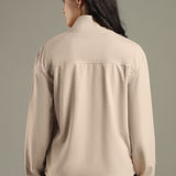 On-Trend Relaxed Fit Pullover Featuring Side Graphics and Quarter-Zip highneck Collar