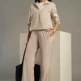 Relaxed Fit Drawstring Wide-Leg Pants Designed with contrast piping for Elevated All-Day Comfort