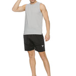 Front view of men's breathable grey sleeveless top for activewear