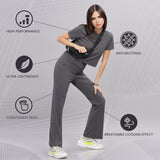 DOMIN8 Women Flared Mid-Rise Trousers
