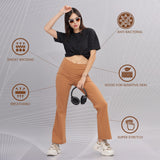 DOMIN8 Women Flared Mid-Rise Trousers