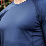 Men Solid High Performance Half Raglan Sleeve(Navy Blue)