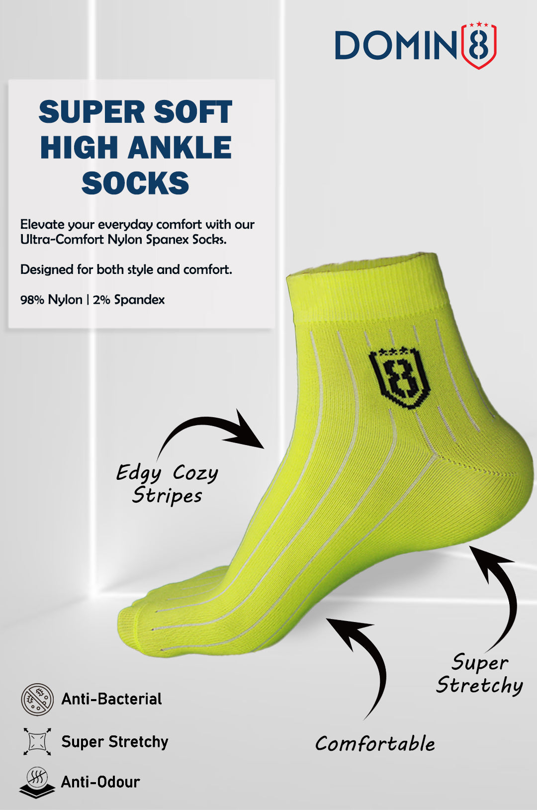 Men’s and women’s high ankle socks – premium quality nylon