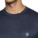 Men's light grey casual t-shirt with round neck and half sleeves