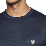 Men's light grey casual t-shirt with round neck and half sleeves