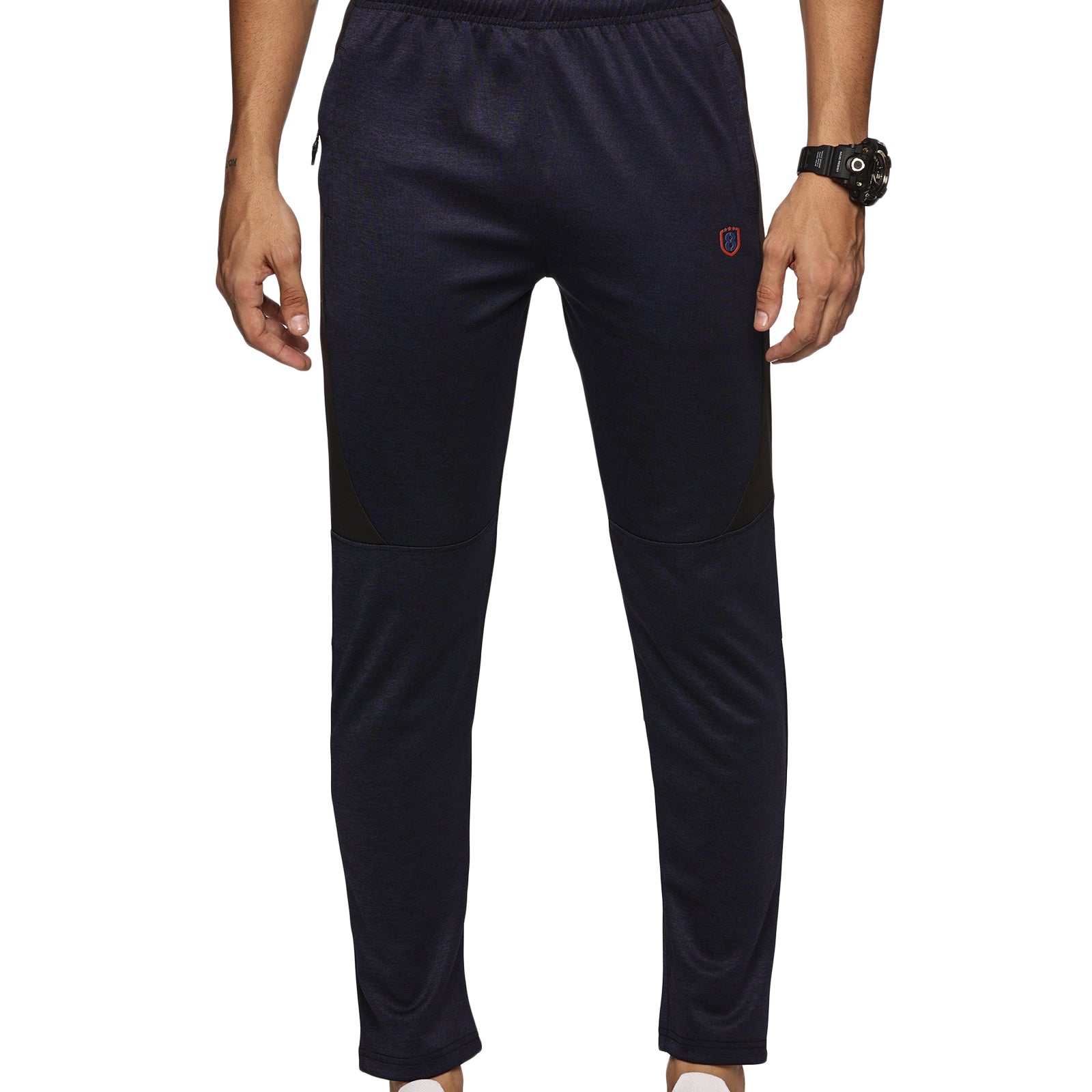 Men's slim fit track pants with stylish cut & sew design