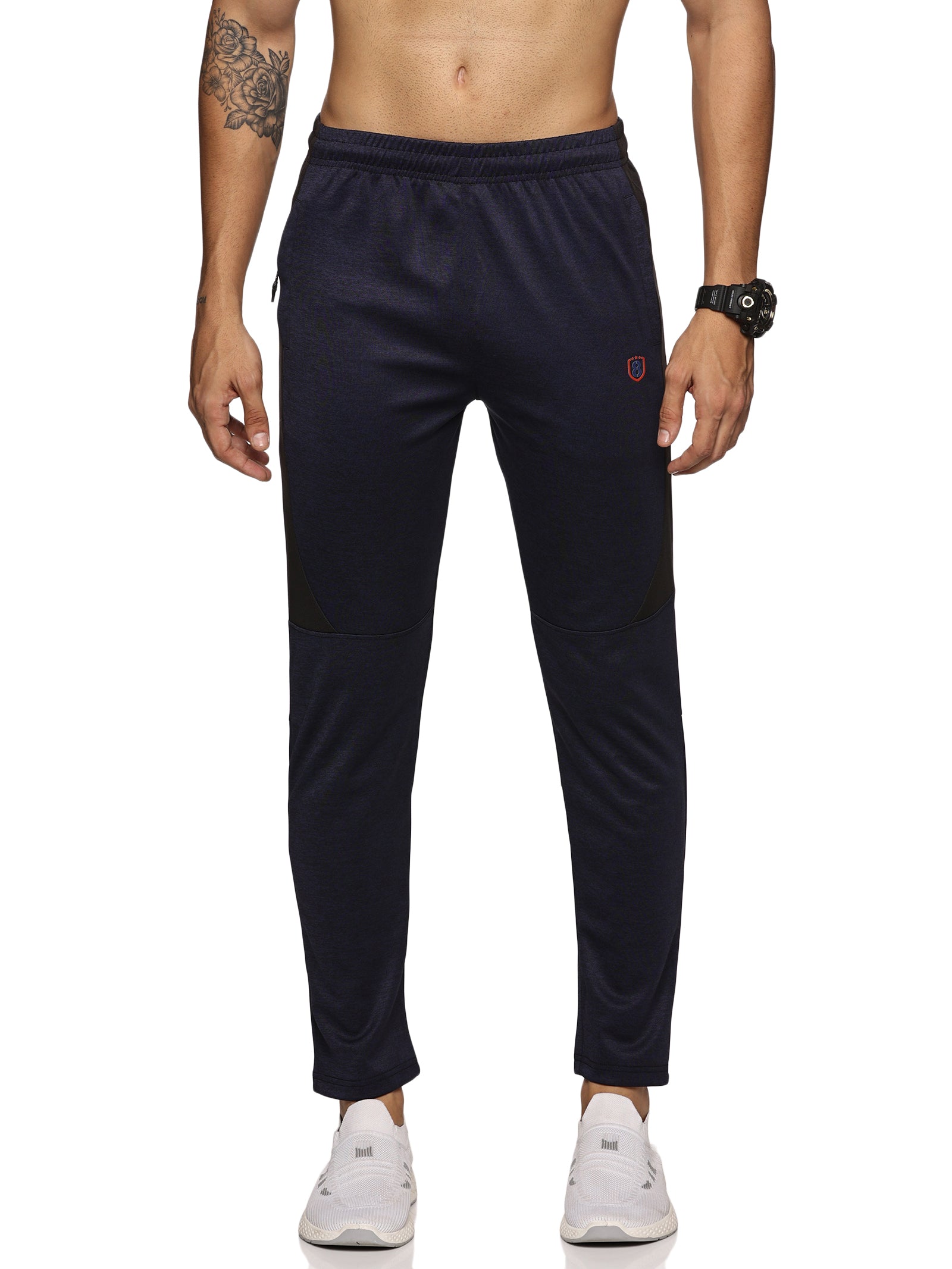 Men's slim fit track pants with stylish cut & sew design