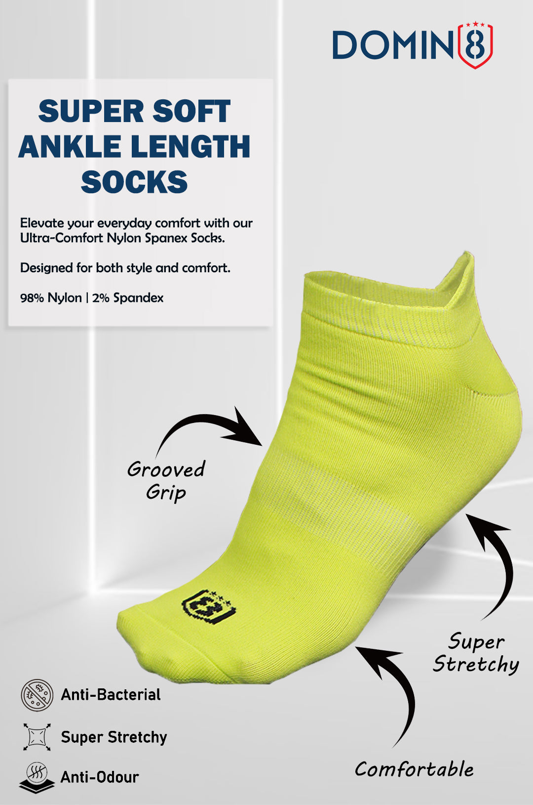 Neon non-slip ankle socks – designed for comfort and stability