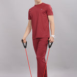 Red lightweight men's co-ord short set perfect for summer outings