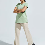 Women’s Raglan Sleeve Graphic Long Top with Curve Hem