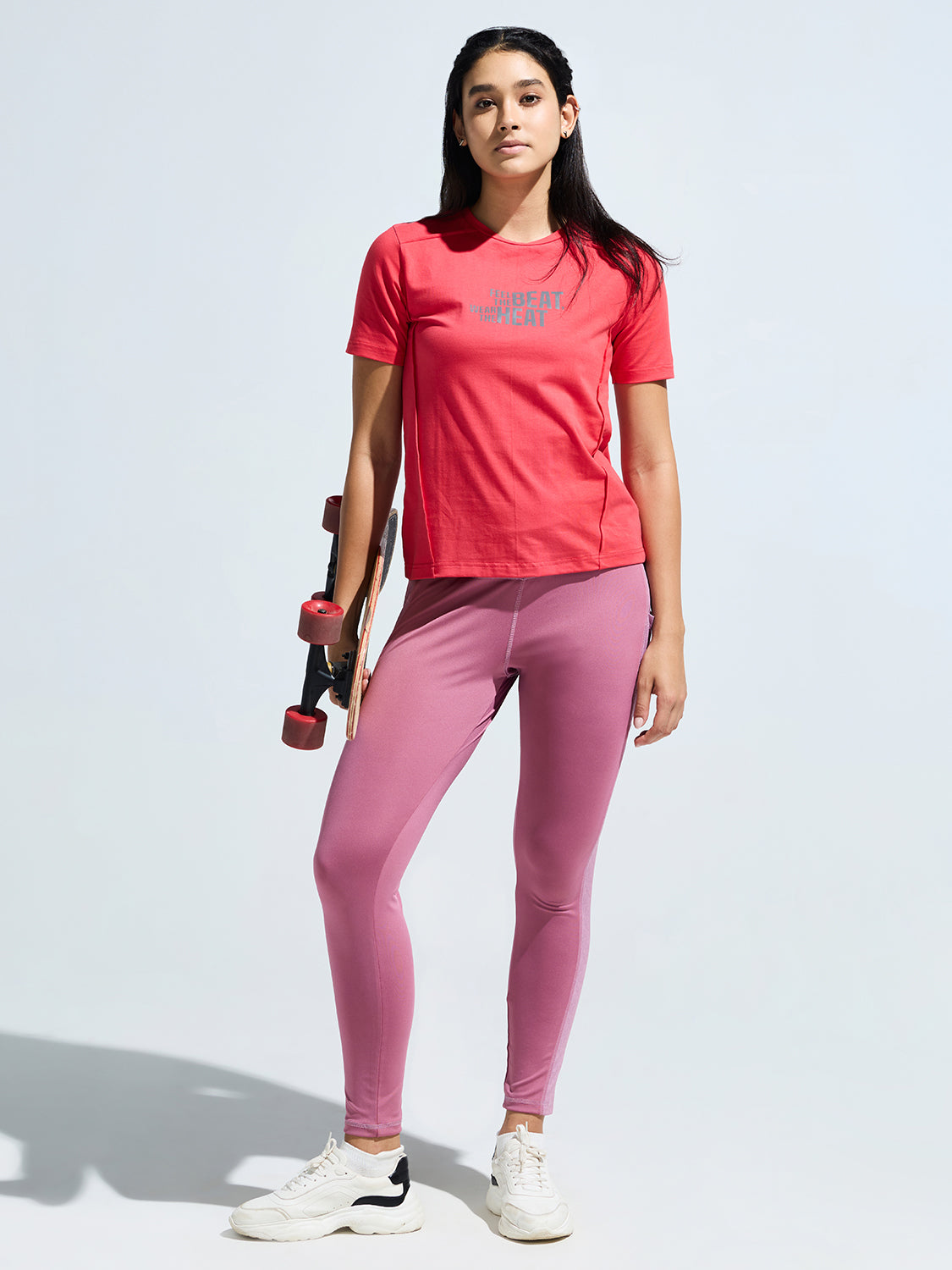 Women's  Round Neck T Shirt With Reflective Print