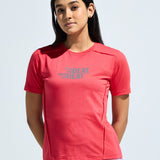 Women's Round Neck T Shirt with Reflective Print