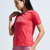 Women's  Round Neck T Shirt With Reflective Print
