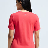 Women's  Round Neck T Shirt With Reflective Print