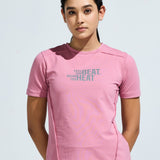 Women's Round Neck T Shirt with Reflective Print