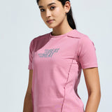 Women's  Round Neck T Shirt With Reflective Print