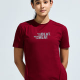 Women's Round Neck T-shirt with Reflective Print