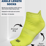 Nylon Low Ankle Socks With Rubber Grip Set - Neon