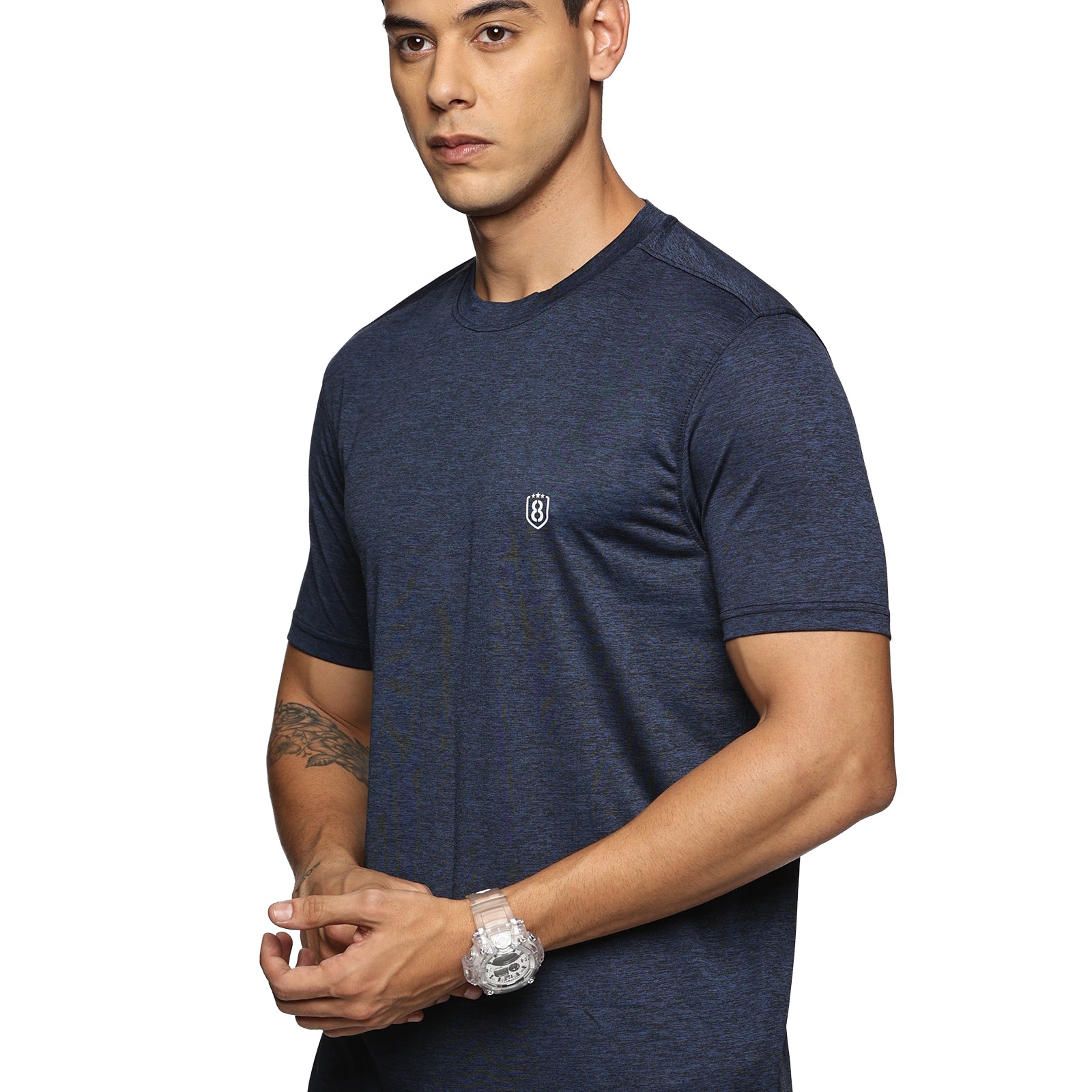 Trendy light grey t-shirt for men – half sleeve casual top