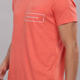 Men's Super Stylish Organic Cotton T Shirt With Printed Chest Pocket - Domin8 (Orange)