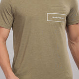 Men's Super Stylish Organic Cotton T Shirt With Printed Chest Pocket - Domin8 (Moss Green)