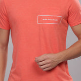 Men's Super Stylish Organic Cotton T Shirt With Printed Chest Pocket - Domin8 (Orange)