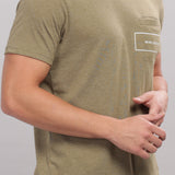 Men's Super Stylish Organic Cotton T Shirt With Printed Chest Pocket - Domin8 (Moss Green)