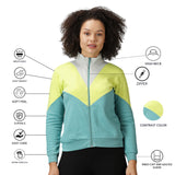 Women's Colour Block Jacket with Zipper closure.