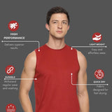 Men's Breathable Maroon Sleeveless Muscle Tee