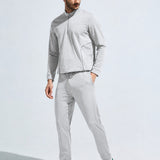 Men's High Neck Breathable Sports Tracksuit with Contrast Piping & Pockets