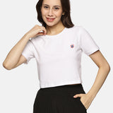 Women's white crop top – soft and stretchy cotton spandex fabric