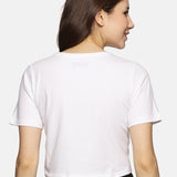 Women's white round neck t-shirt – soft cotton spandex fabric

