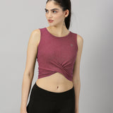 Women UPF Sun Protection Eco Friendly Yoga Sleeveless Cross Crop Top