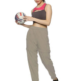 Women's Solid Detachable Track pants with Elasticated Drawstring waist & Zipper Pockets.