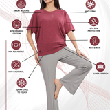 Women UPF Sun Protection Eco Friendly Yoga Top With Batwing Sleeve
